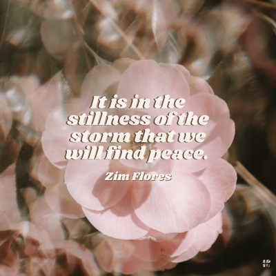 It is in the stillness of the storm that we will find peace. 