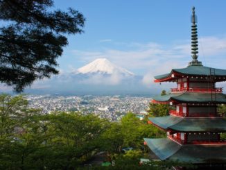 View of a city in Japan.