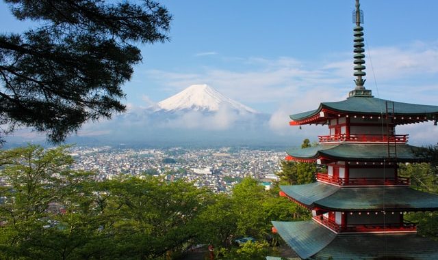 View of a city in Japan.